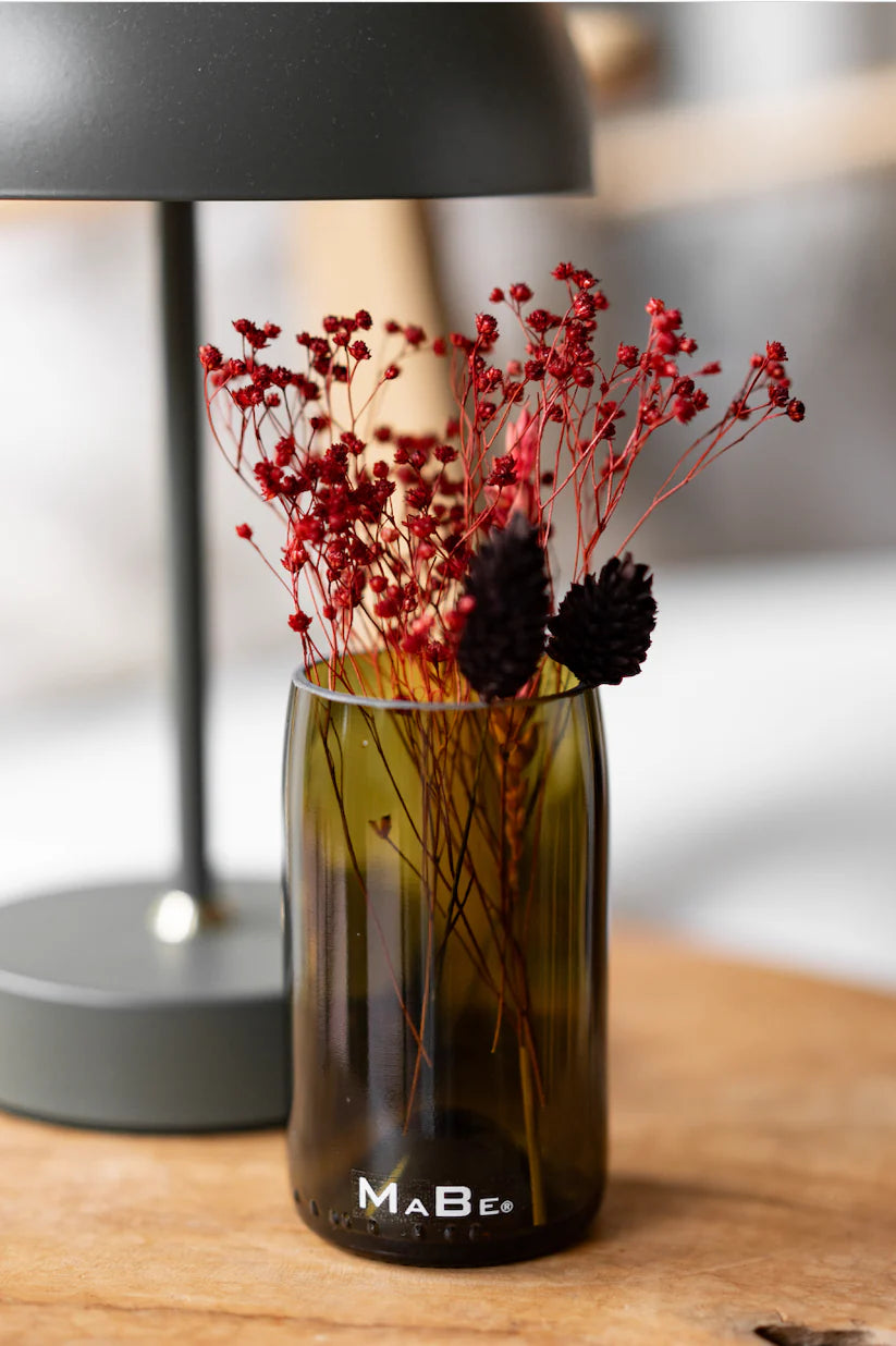 Kleine Vase aus der Piccolo Sekt Flasche - echt grün & ecofriendly