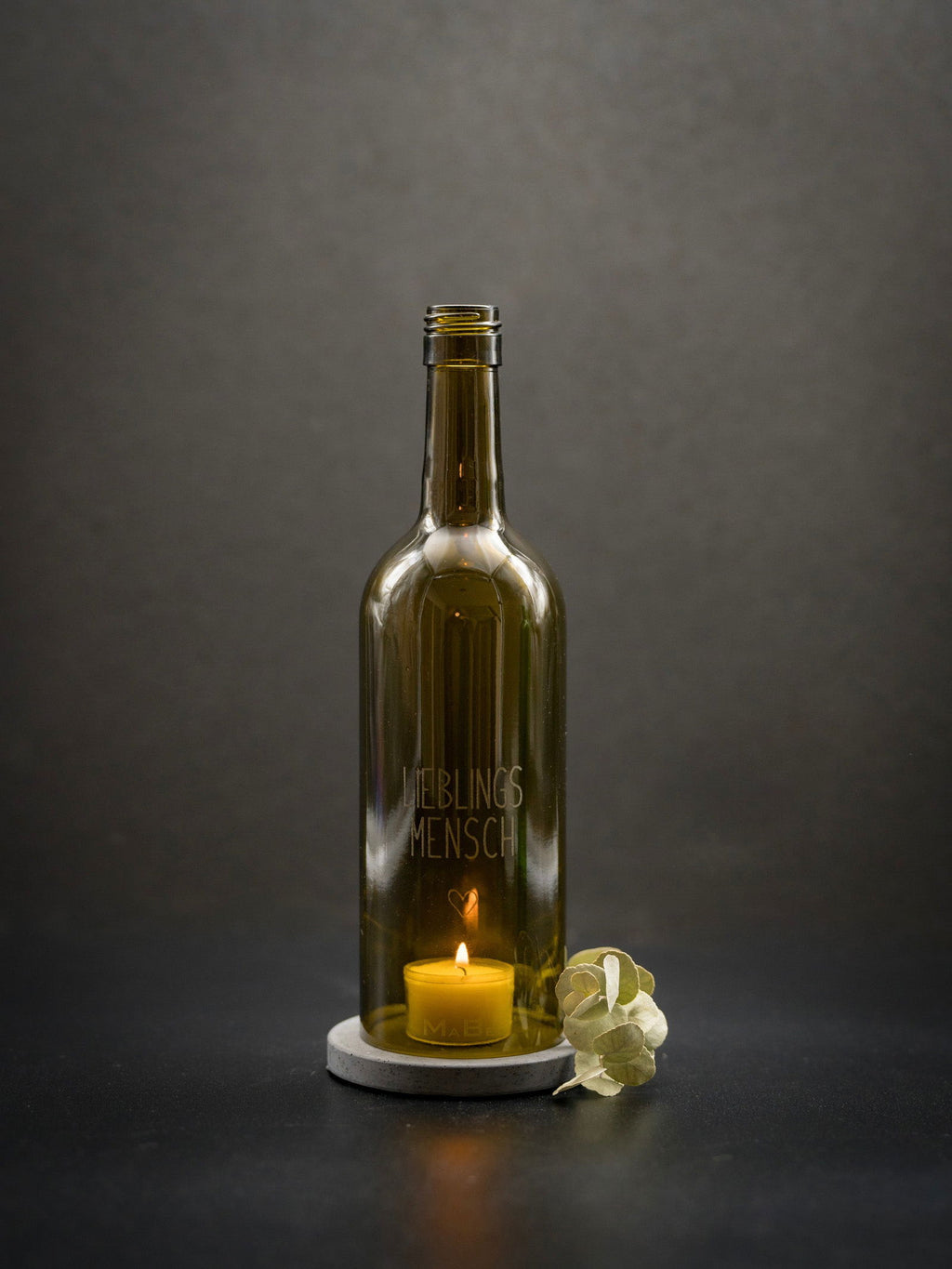 Windlicht Lieblingsmensch Gravur Bordeaux oliv - MaBe®