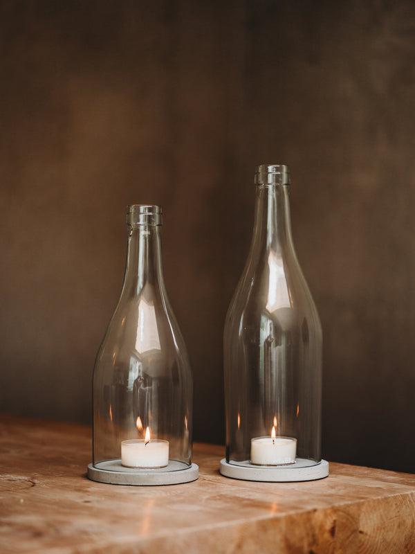 Windlicht  -  Klassik - puristisch aus der Big Bottle Weinbrand