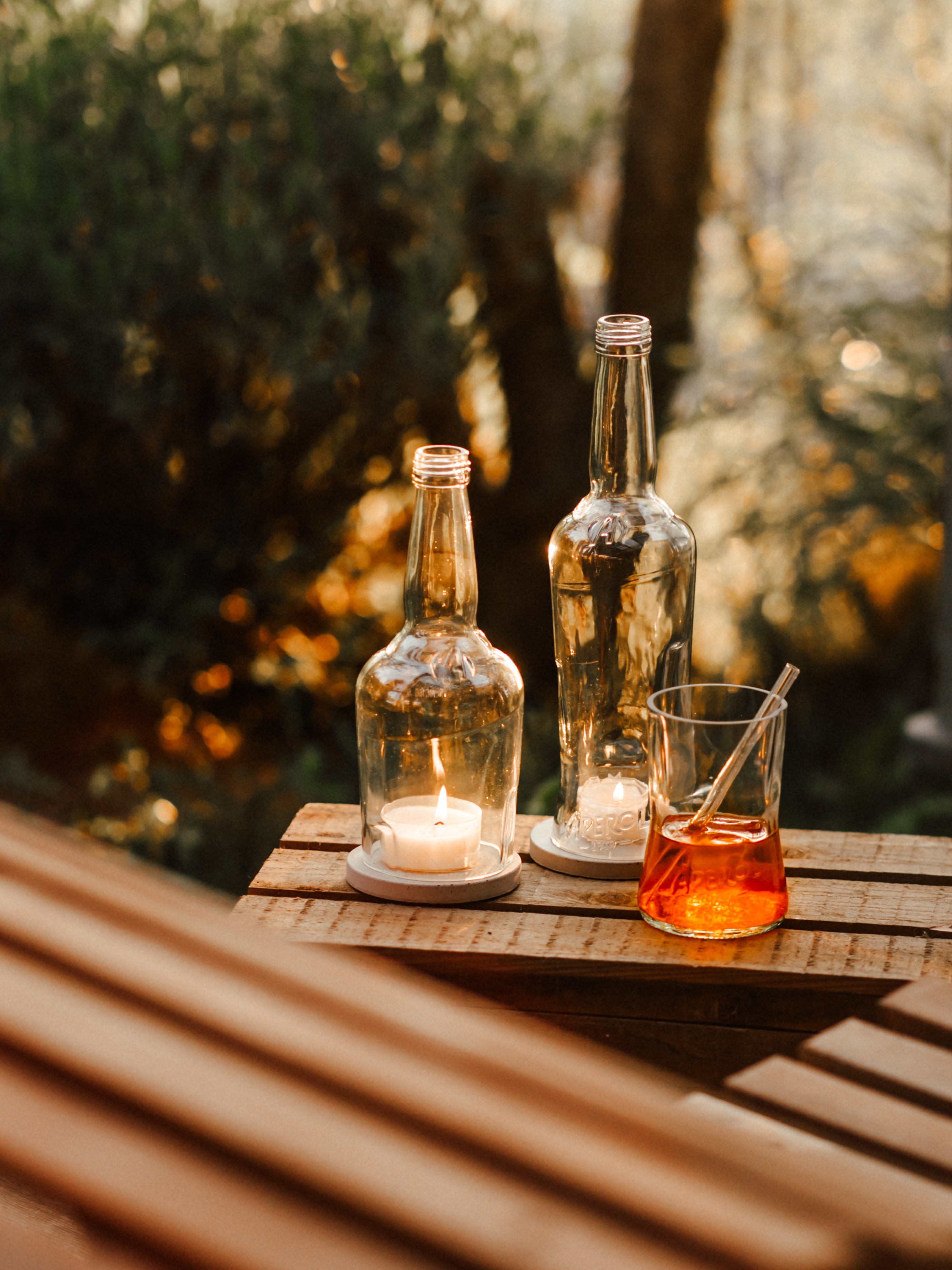 Glas - aus der 0,7l Aperol Flasche, handgefertigt bei Aschaffenburg - Upcycling