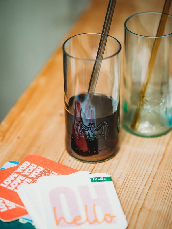 Fledermaus Fans aufgepasst - Trinkglas aus der leeren Rum Flasche