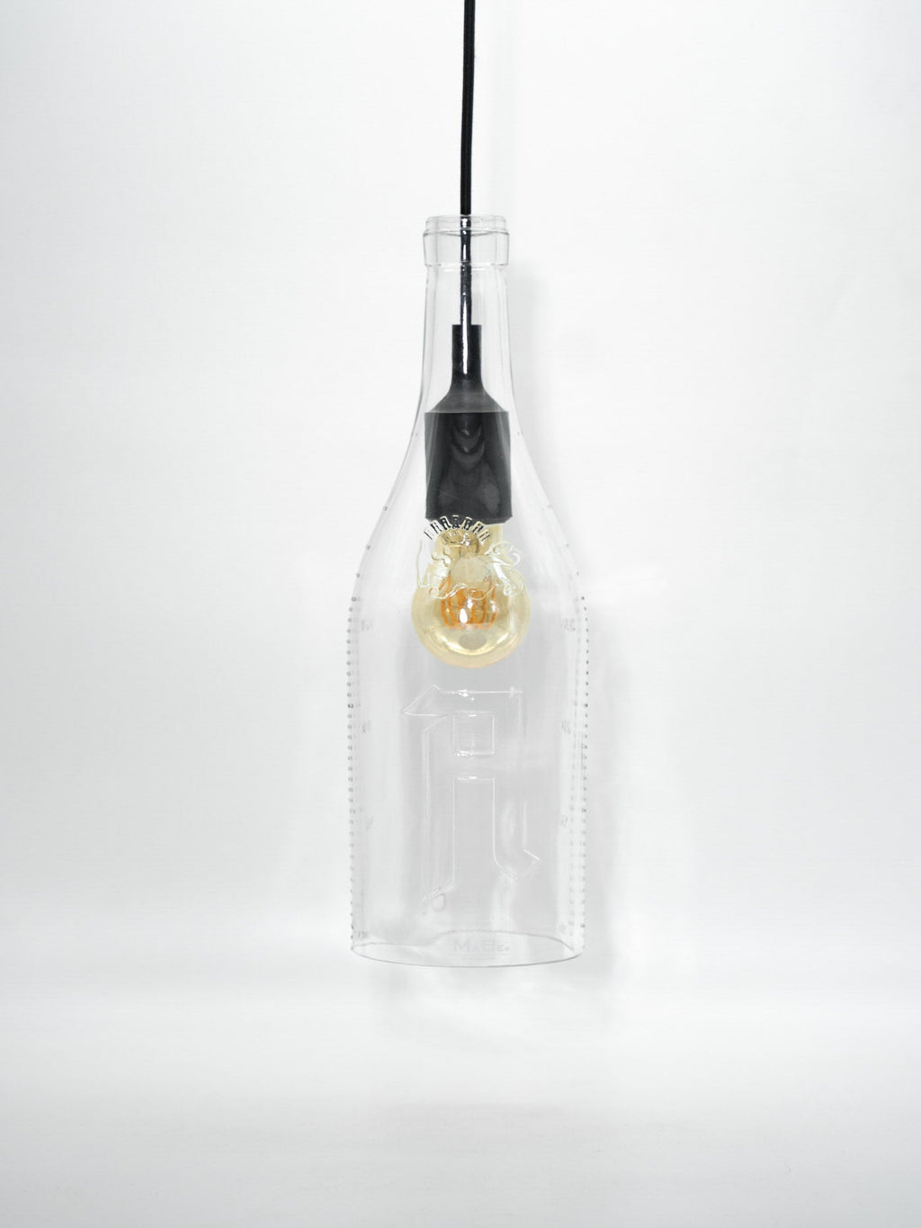 Big Bottle Pendelleuchte aus der 3l Weinbrand Flasche mit Prägung (35cm) - MaBe®