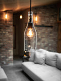 Big Bottle Pendelleuchte aus der 3l Weinbrand Flasche mit Prägung (35cm) - MaBe®