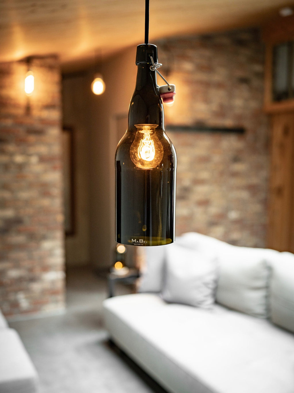Bier Pendelleuchte UPCYCLING aus der 2l Bierflasche (35cm hoch) - MaBe®