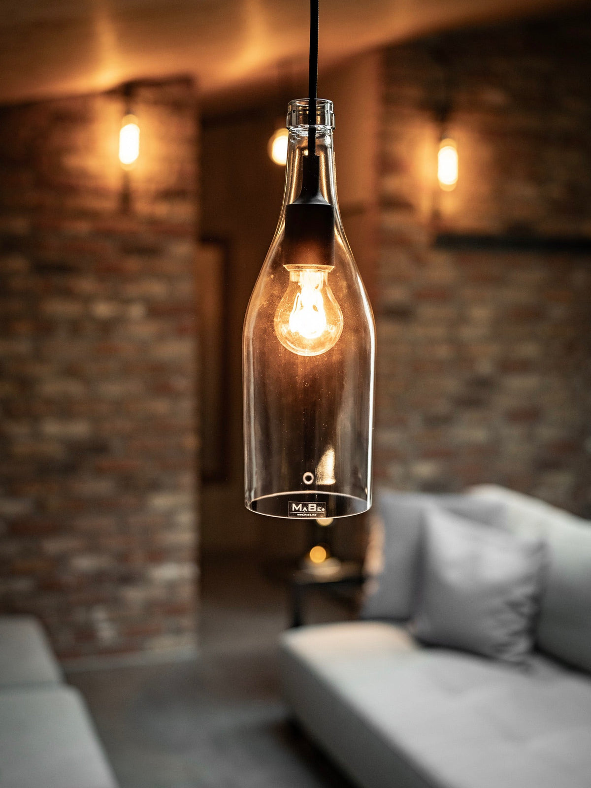 Big Bottle Pendelleuchte aus der 3 l Weinbrand Flasche UPCYCLING - MaBe®