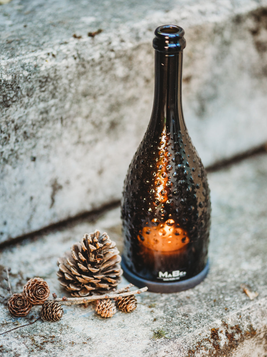 Prosecco Spumante Windlicht - witzig & edel in einem - gitzernde Schönheit