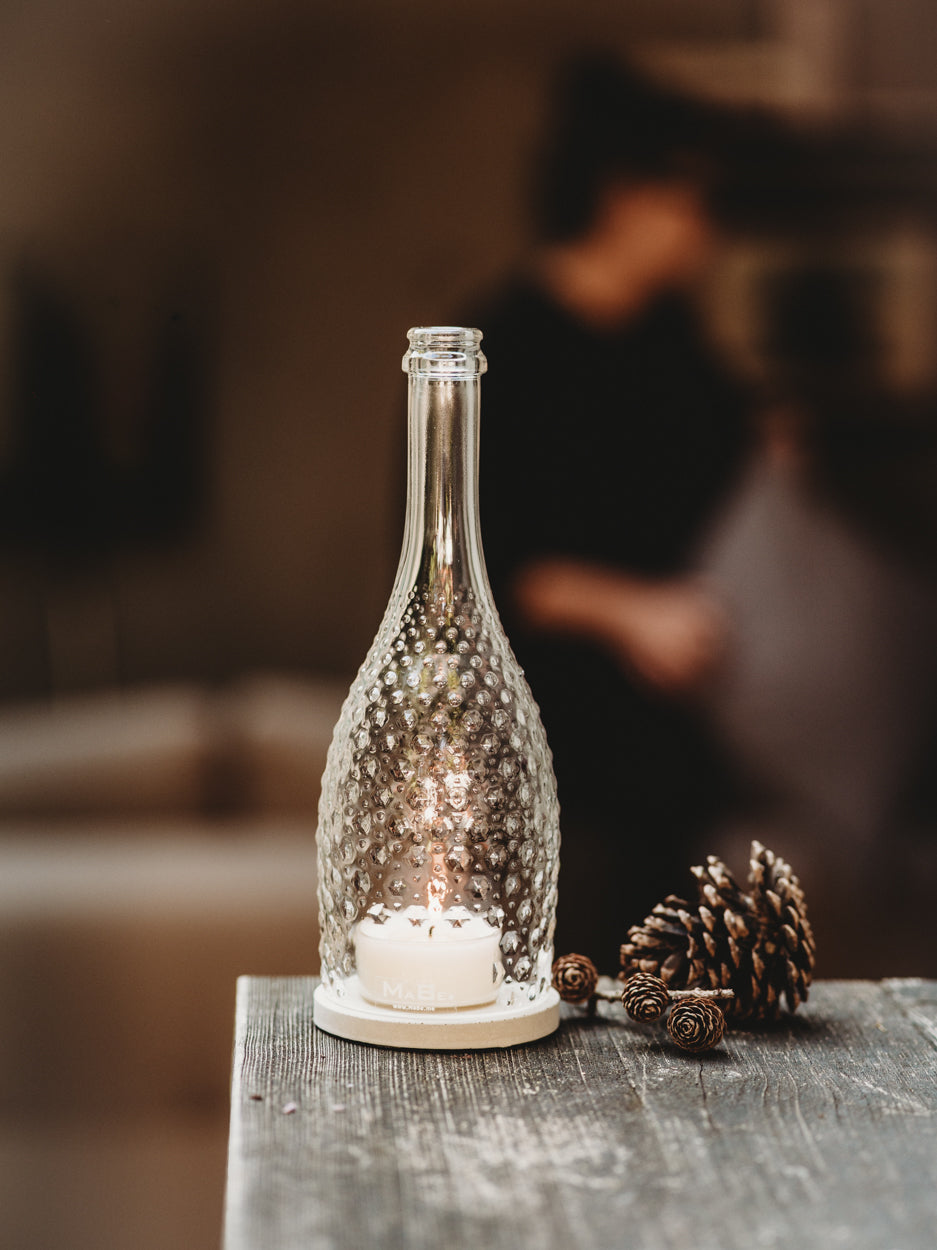 Prosecco Spumante Windlicht - witzig & edel in einem - gitzernde Schönheit