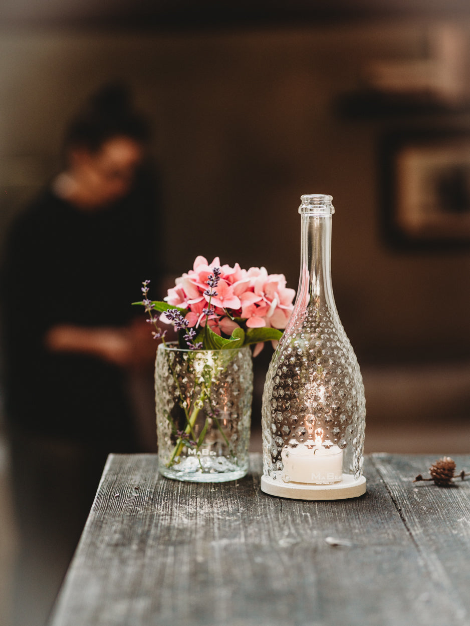 Prosecco Spumante Windlicht - witzig & edel in einem - gitzernde Schönheit