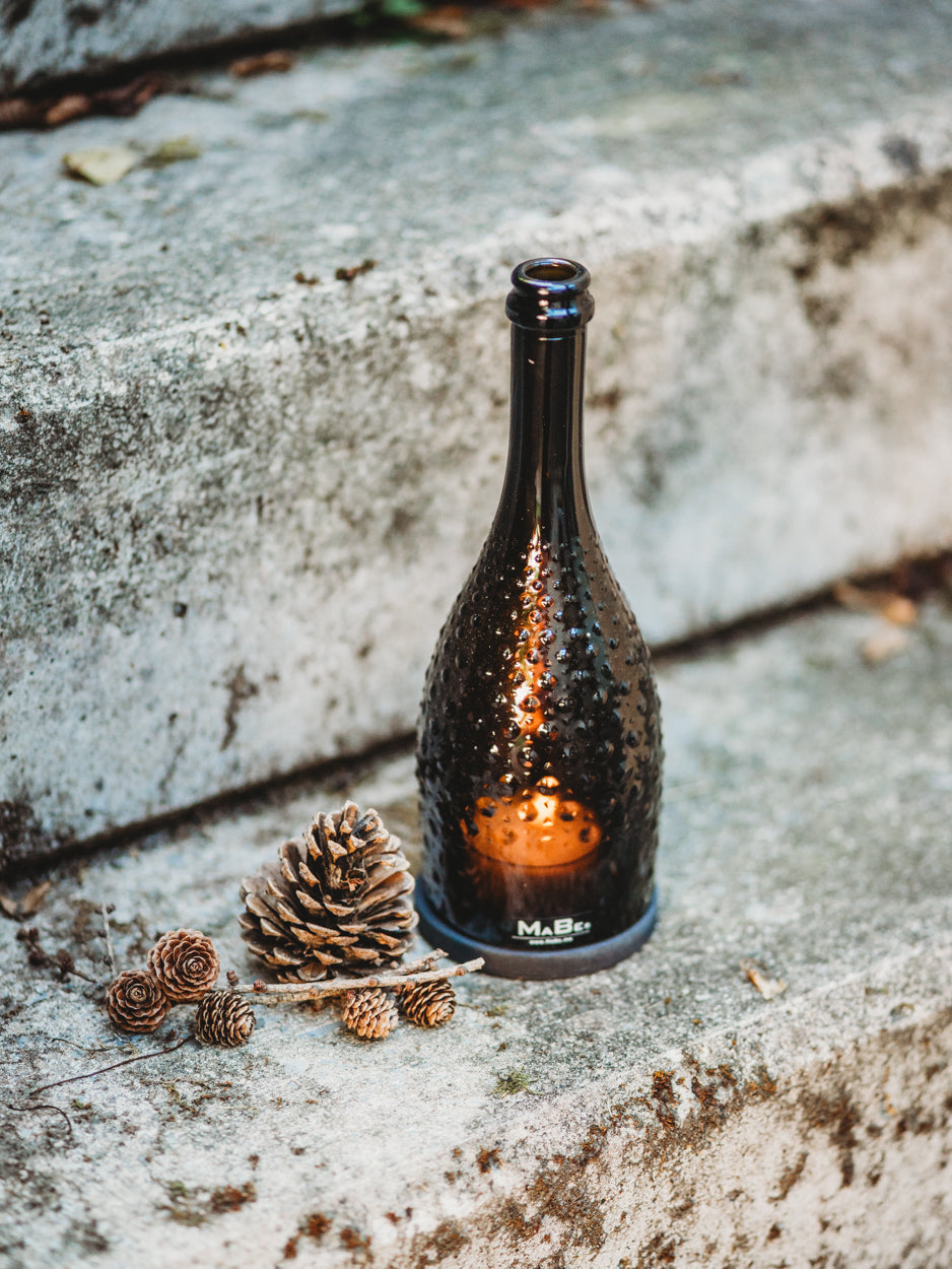 Prosecco Spumante Windlicht - witzig & edel in einem - gitzernde Schönheit