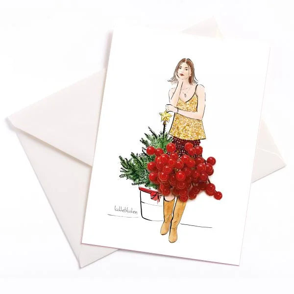 Rot & Gold 💛 🌲der Weihnachtsdress mit Bäumchen ❤️ zauberhafte Karten von Lütteblüten - Gabriele Ampt