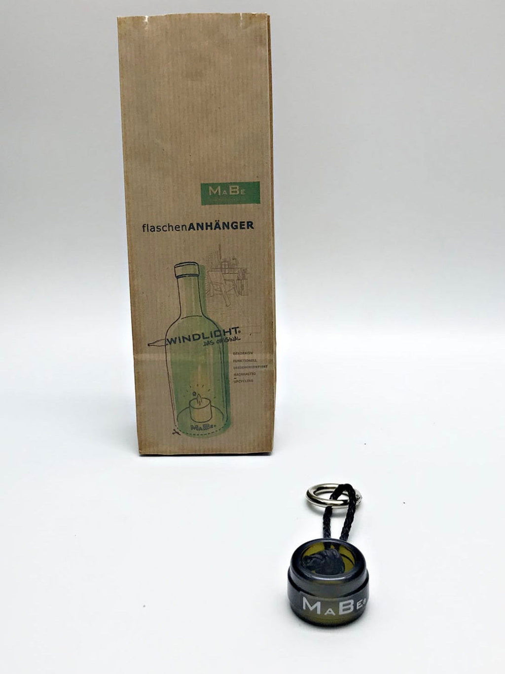 Schlüssel Anhänger aus dem Wein - Flaschenkopf oliv | chrom - MaBe®