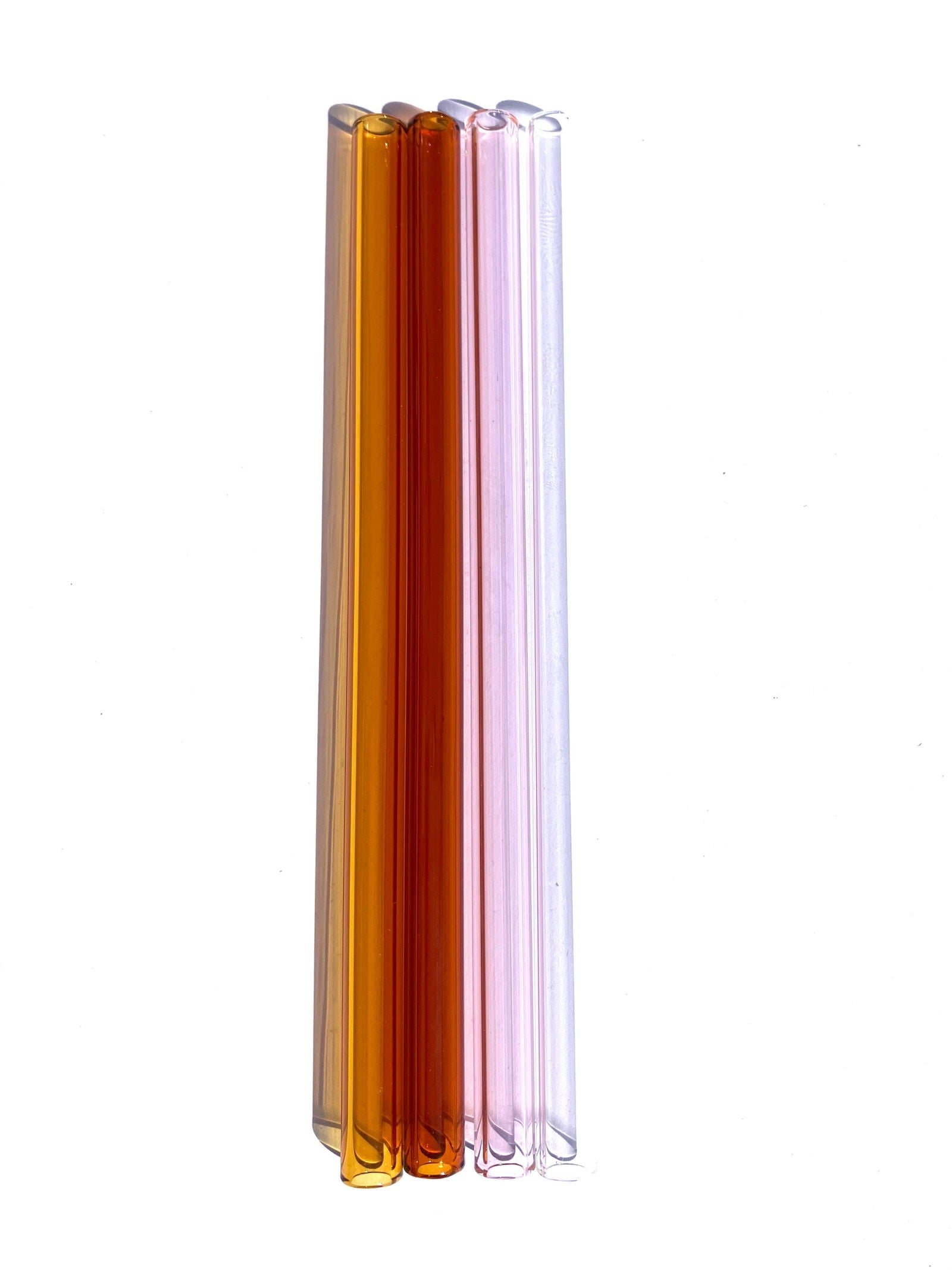 Set Glastrinkhalm 15cm - rosarotorange - made in Germany - von Contento - MaBe®