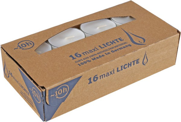Teelichter Maxilights - Brenndauer 10h - Kerzen Wenzel 16x
