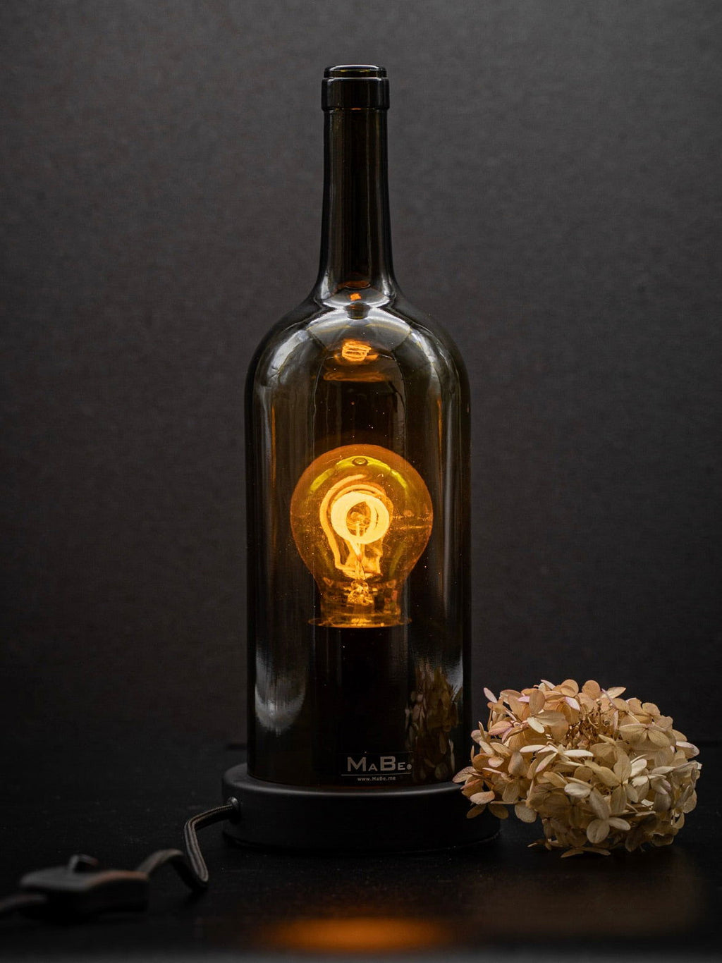 TischLampe 1,5 l Wein Flasche oliv - MaBe®