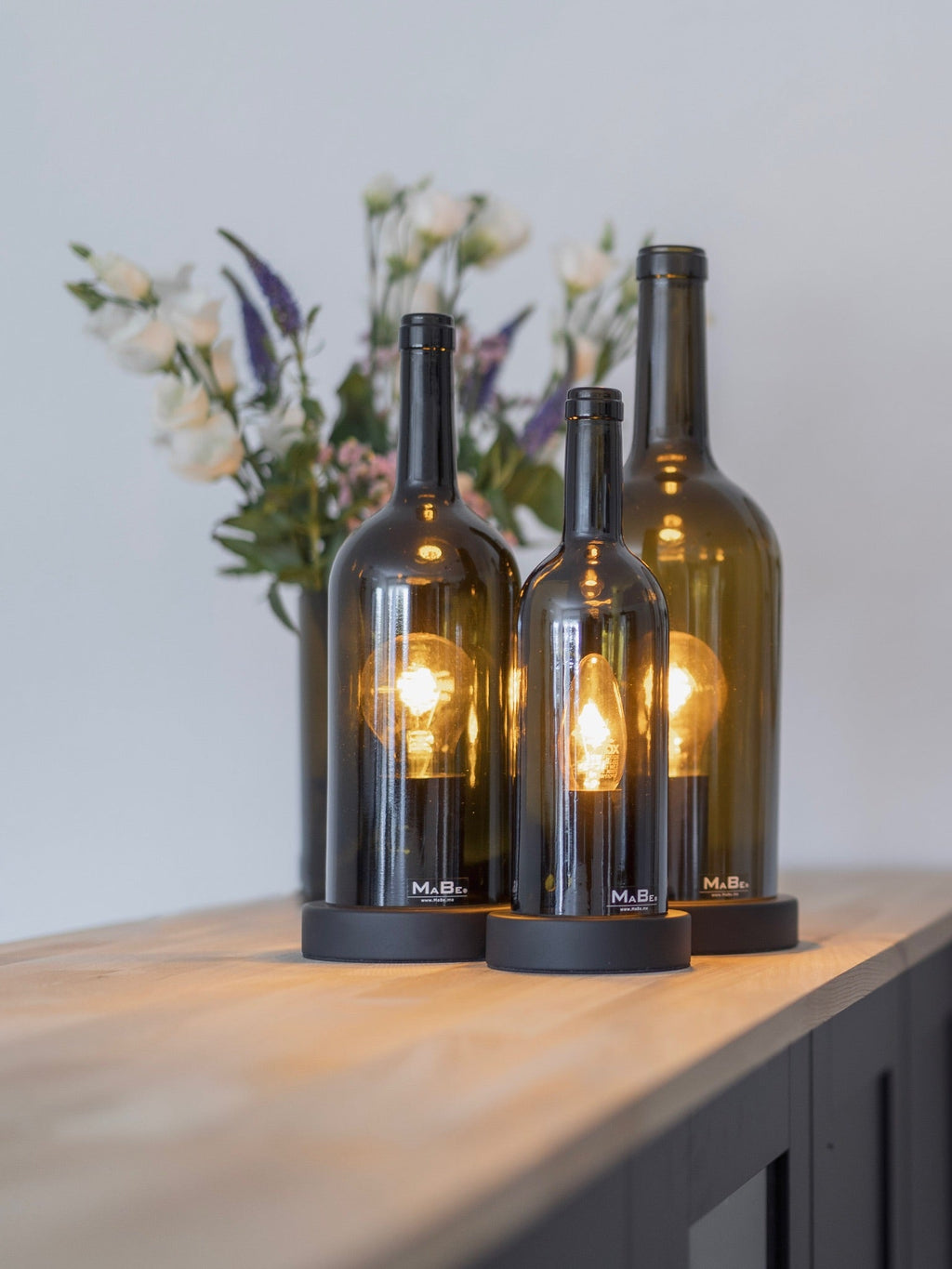 TischLampe 1,5 l Wein Flasche oliv - MaBe®