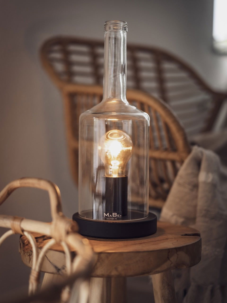 Big Bottle TischLampe + WINDLICHT (30cm) 3 l Spirituose - MaBe®