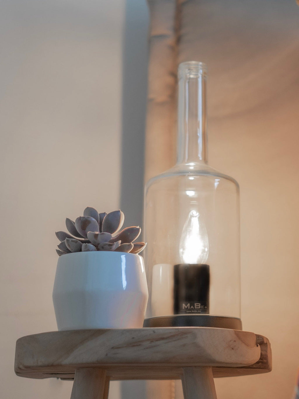 Big Bottle TischLampe + WINDLICHT (30cm) 3 l Spirituose - MaBe®