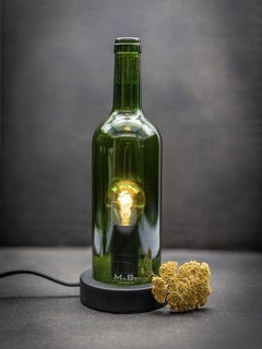 TischLampe KLASSIK Wein Flasche mit Korkmündung grün - MaBe®