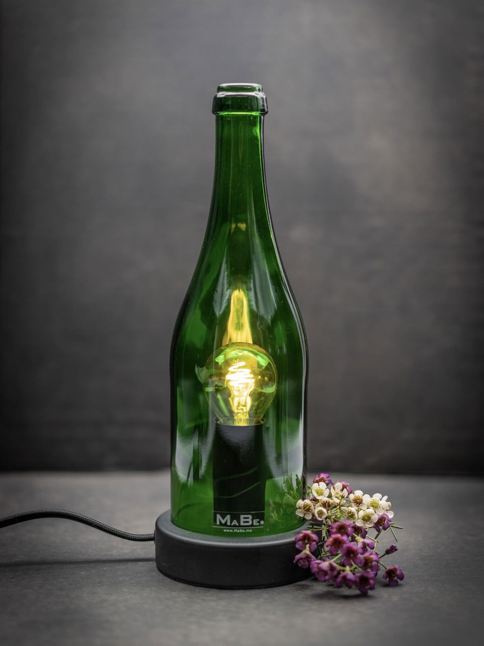 Tischlampe aus der 0,7 l Sektflasche grün - MaBe®