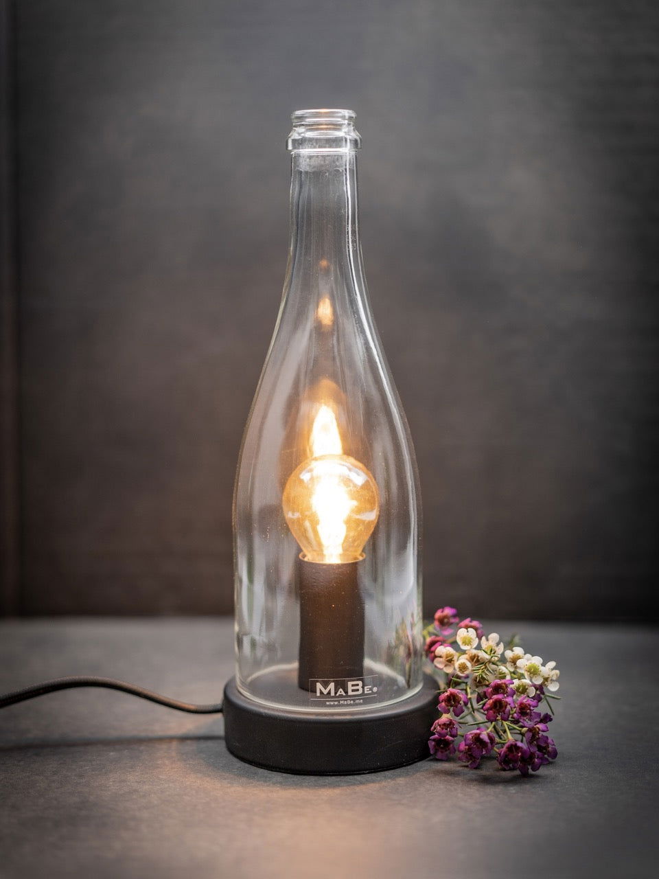 TischLampe 0,7 l Sekt Flasche transparent - MaBe®