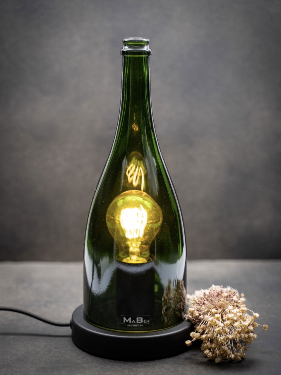 TischLampe 1,5 l Sekt Flasche grün - MaBe®
