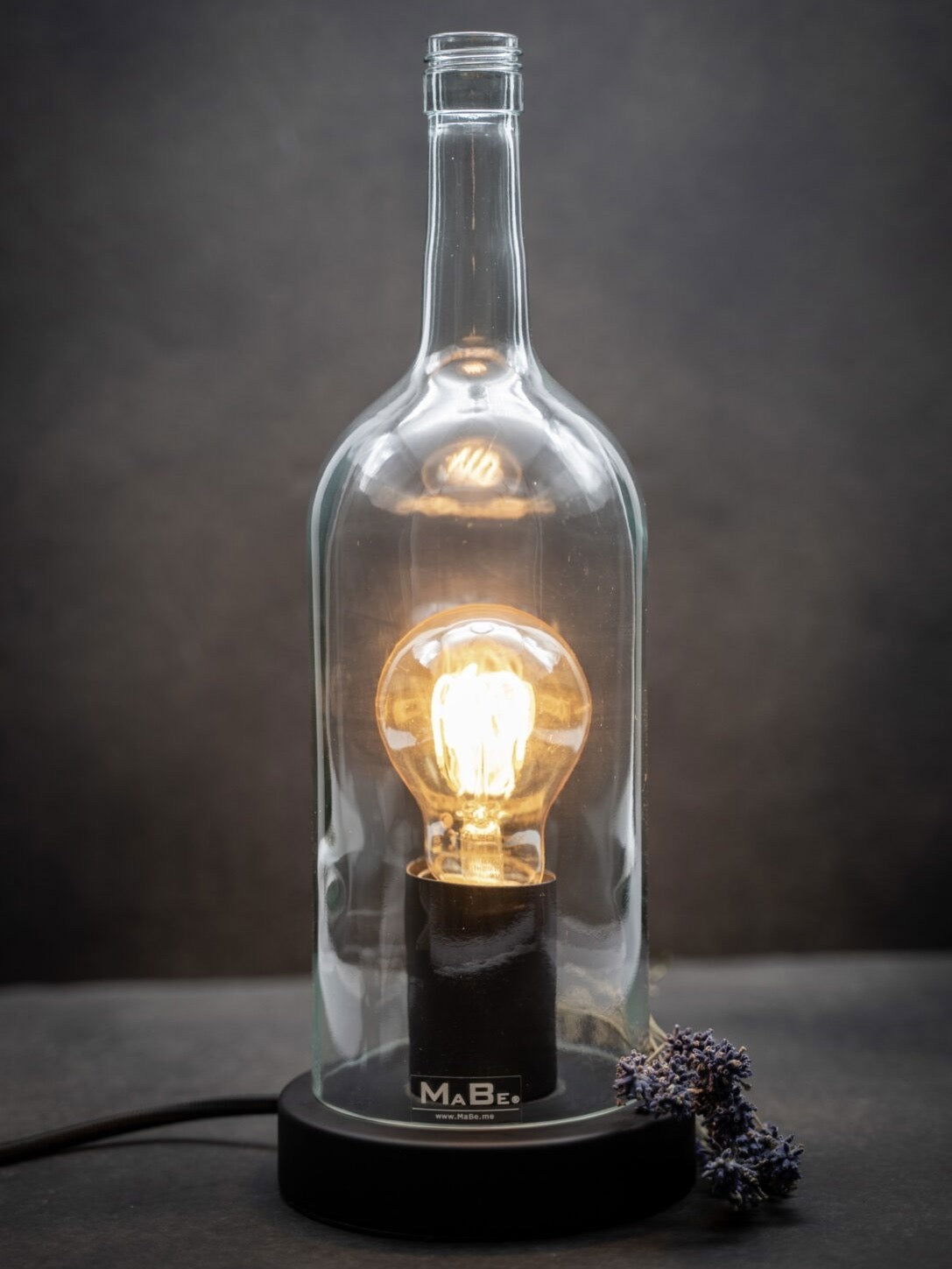 TischLampe 1,5 l Wein Flasche transparent - MaBe®