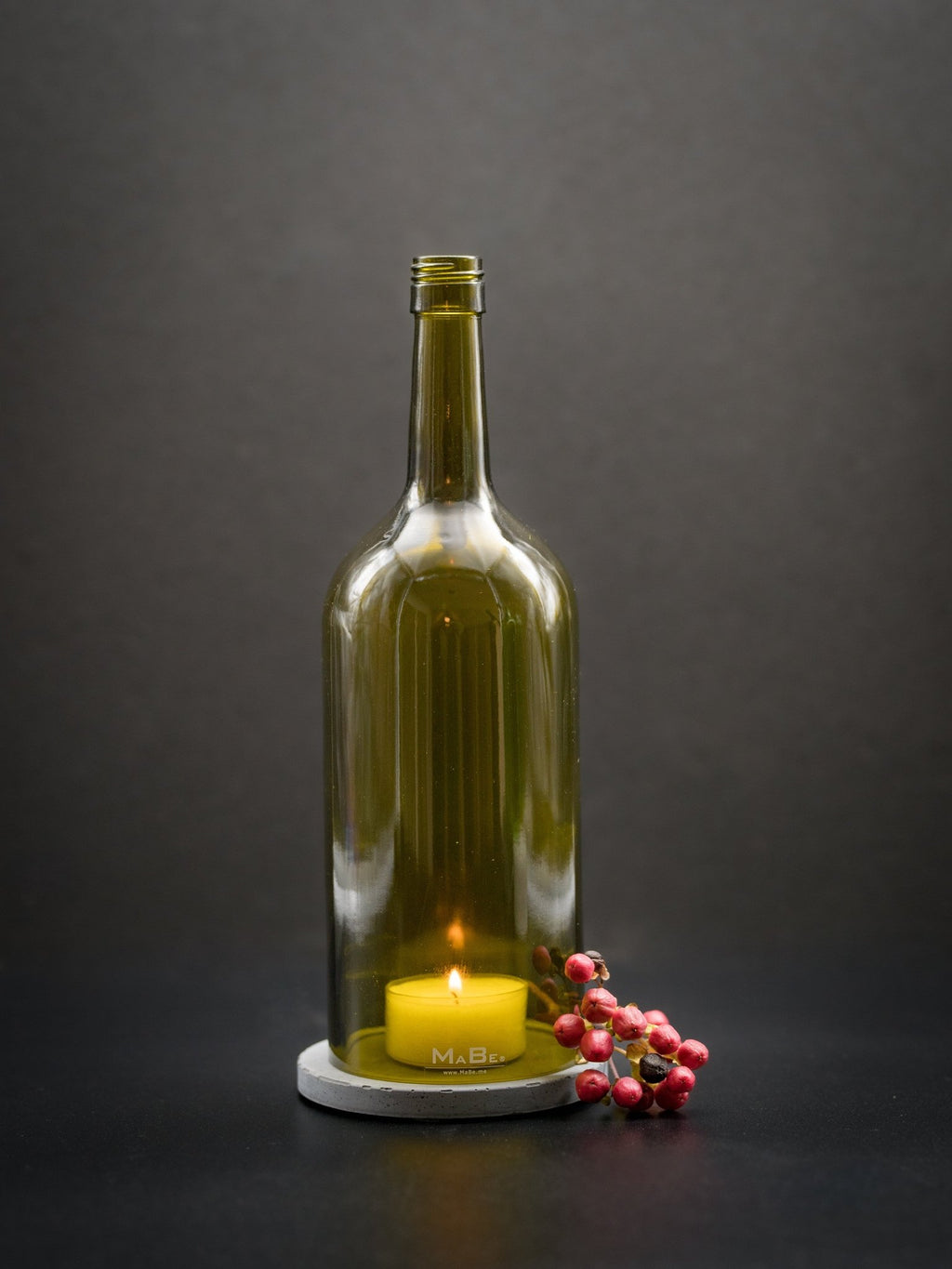 TischLampe und WINDLICHT aus der 1,5 l Wein Flasche - 30cm