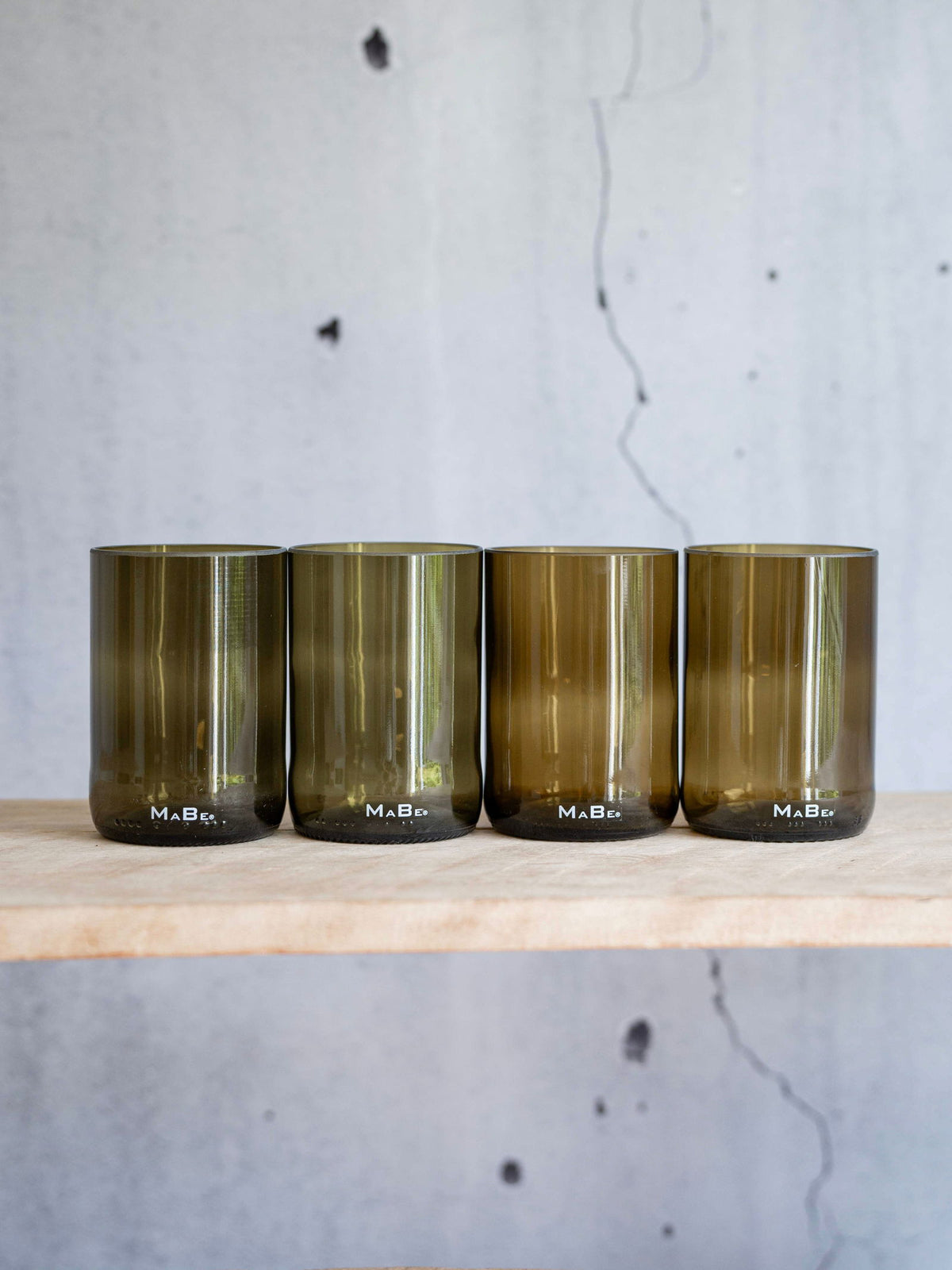 4er Set Trink Glas 350 ml oliv - witzig & nachhaltig - MaBe®