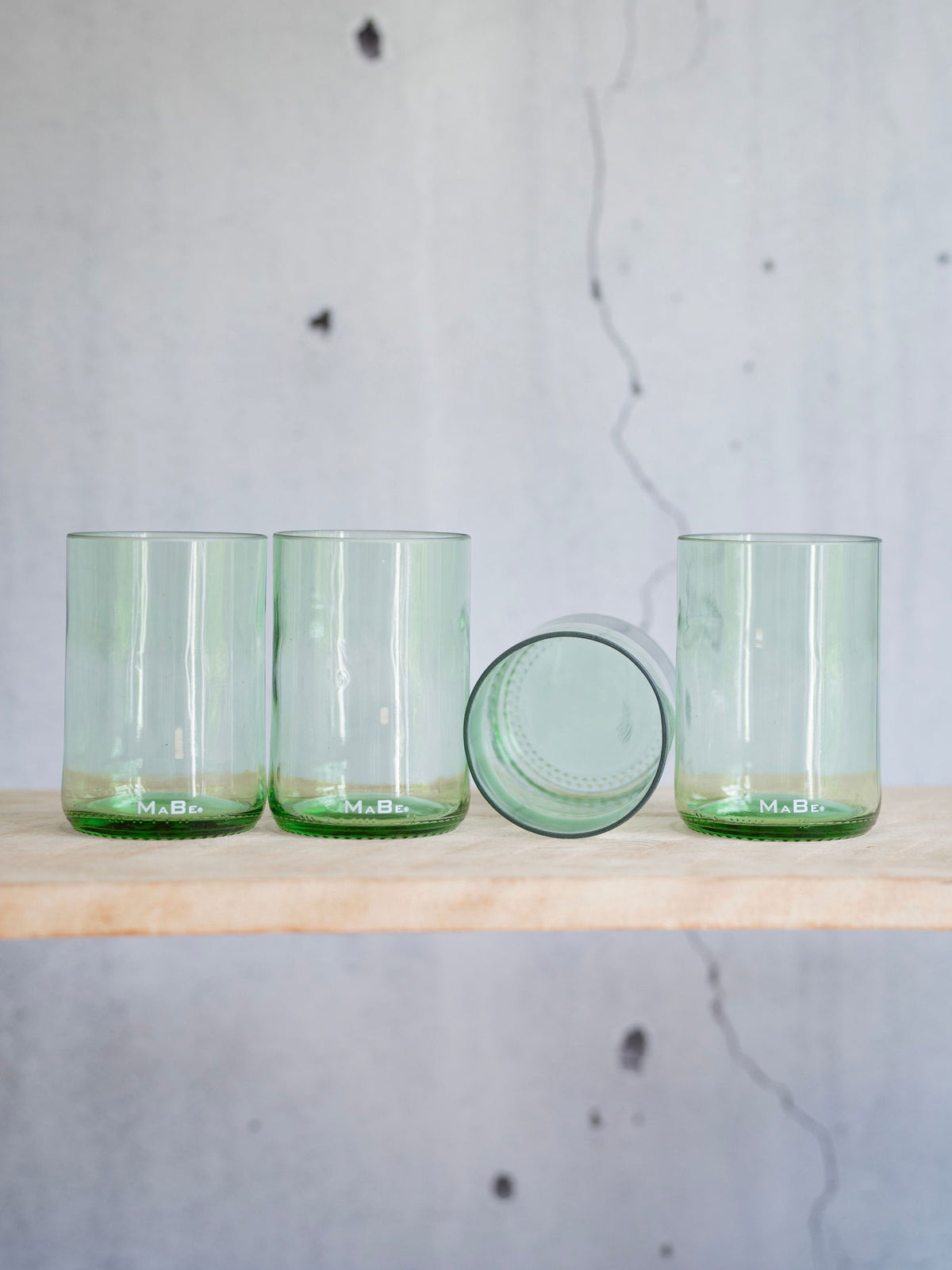 4er Set Trink Glas 450ml zartgrün - witzig - cool - sustainable - MaBe®