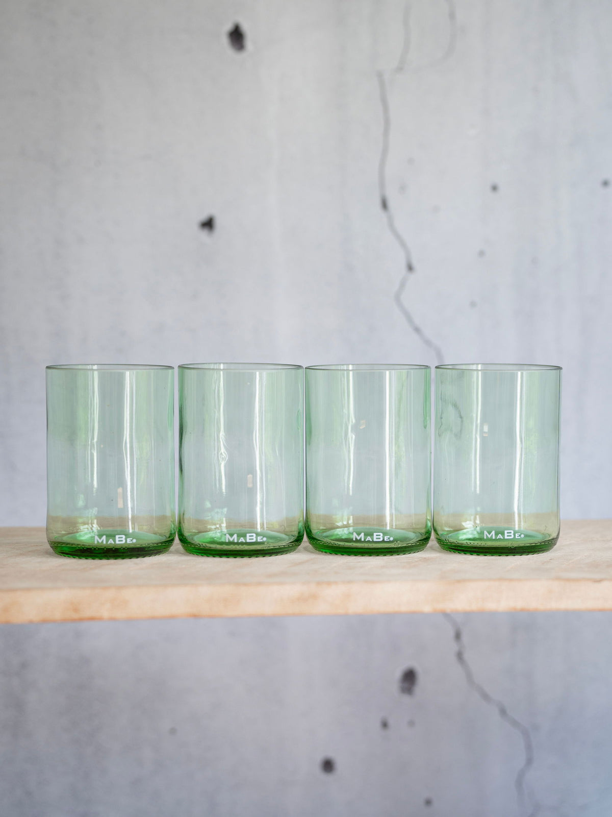 4er Set Trink Glas 450ml zartgrün - witzig - cool - sustainable - MaBe®