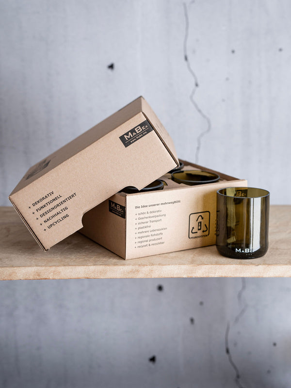 Trink Glas 250ml in flaschengrün Upcycling aus der dt. Weinflasche - witzig - MaBe®