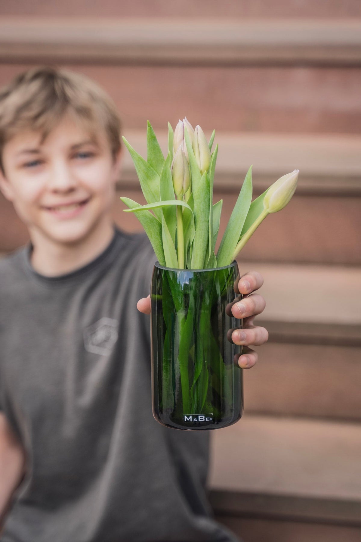Vase aus der Champagner Flasche in grün - MaBe®