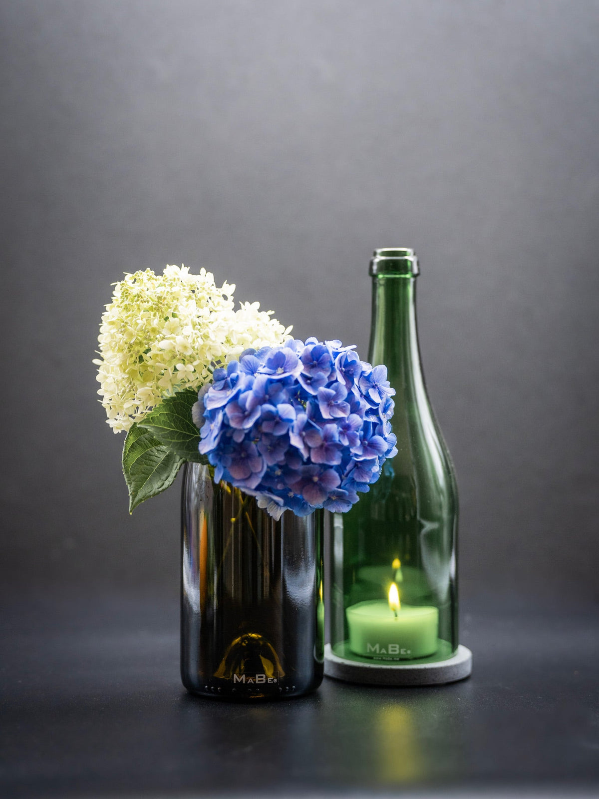 Vase aus der Champagner Flasche in oliv - MaBe®