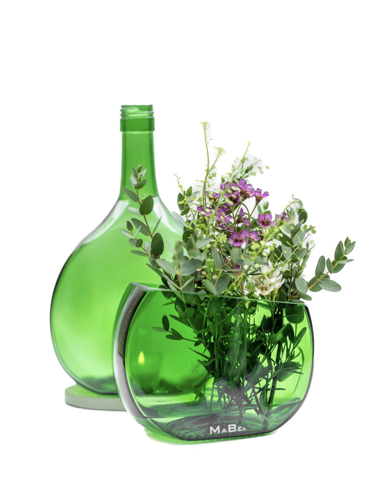 Vase aus dem Bocksbeutel in grün - toll mit Blumen, aber auch für Salzstangen - MaBe®