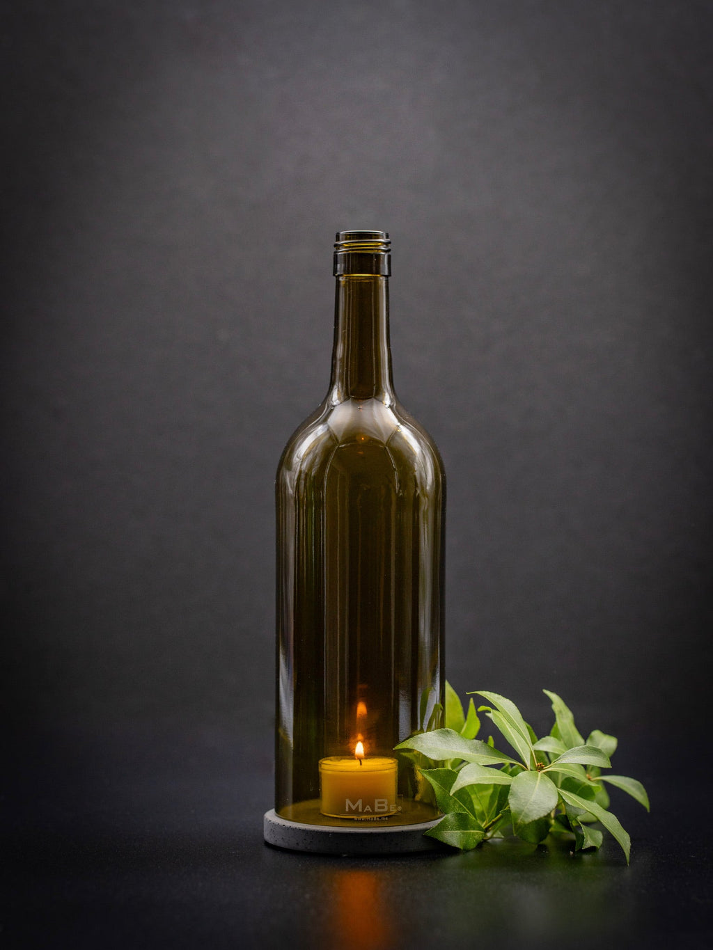 Windlicht 1 l Bordeaux oliv | schwarzer Untersetzer - MaBe®