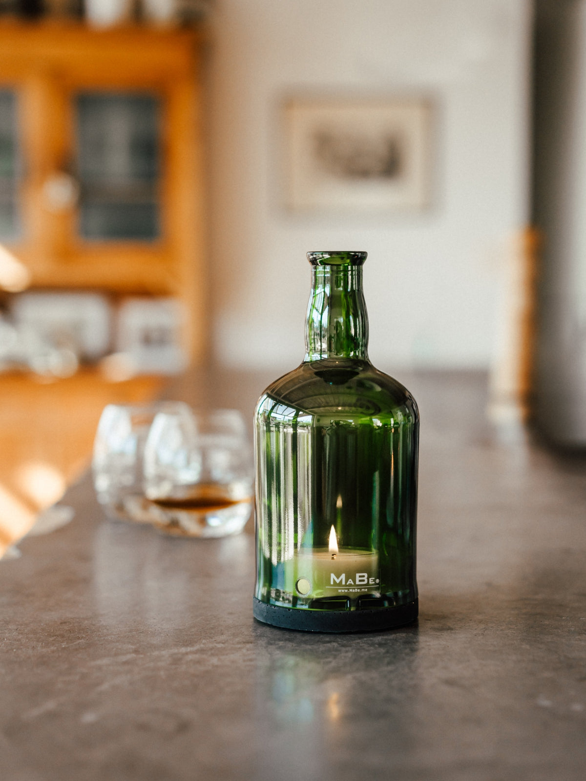 Whisky Windlicht in GRÜN - Das besondere, witzige & nachhaltige Geschenk für alle Whisky Kenner
