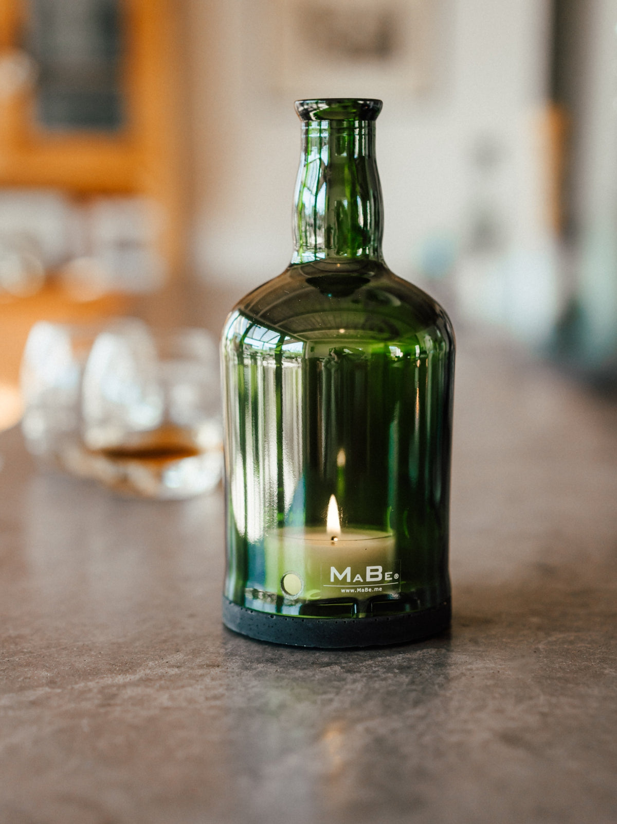 Whisky Windlicht in GRÜN - Das besondere, witzige & nachhaltige Geschenk für alle Whisky Kenner