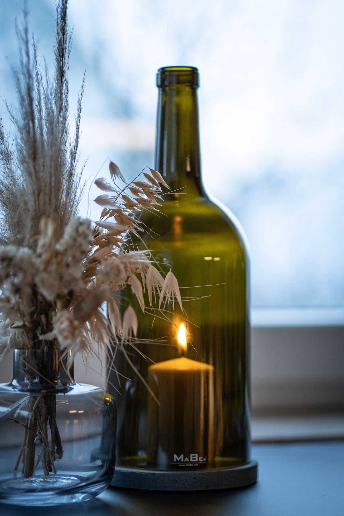 Big Bottle Windlicht Bordeaux (35cm) - edel & nachhaltig - Geschenkidee ? - MaBe®