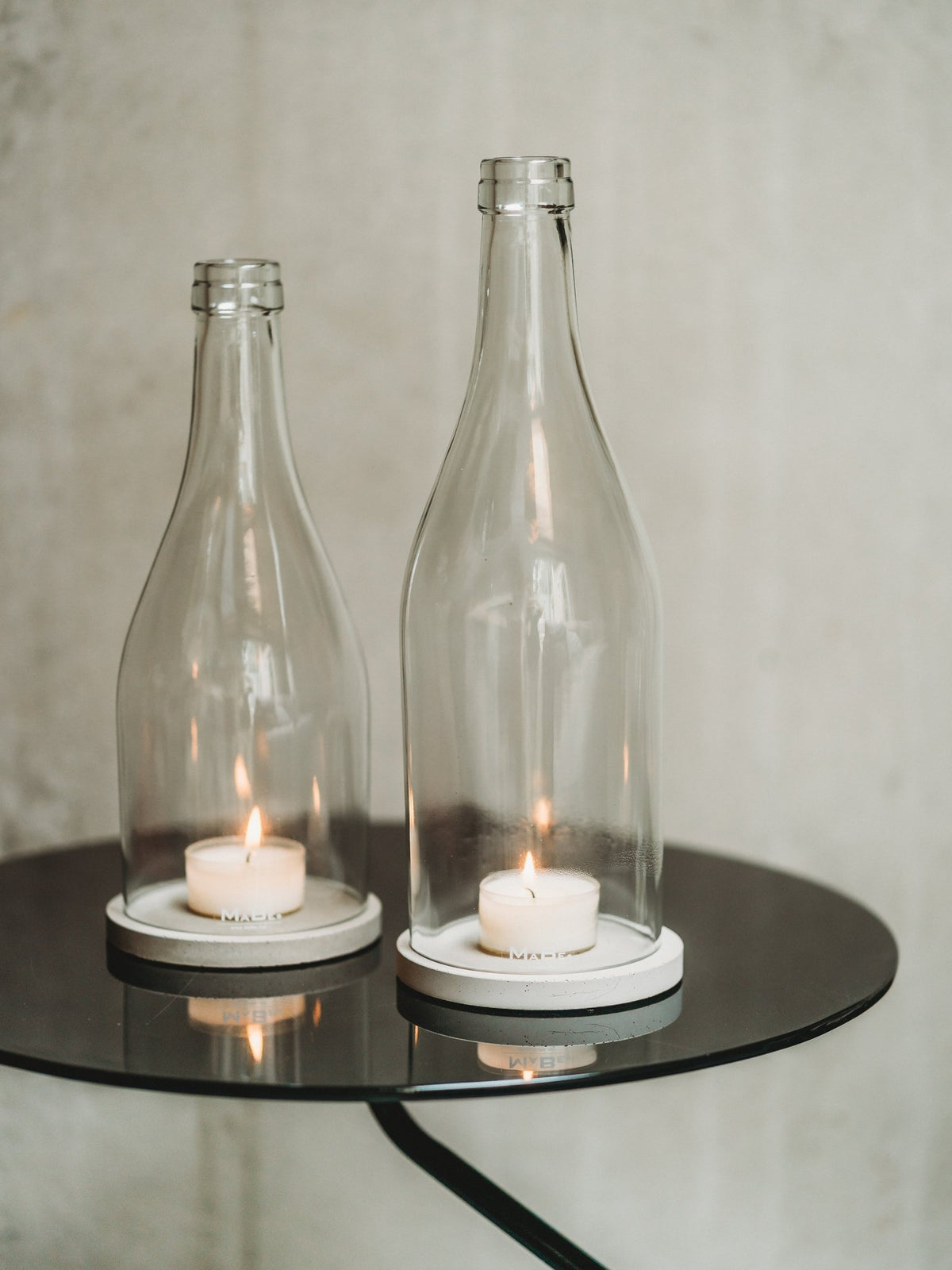 Windlicht  -  Klassik - puristisch aus der Big Bottle Weinbrand
