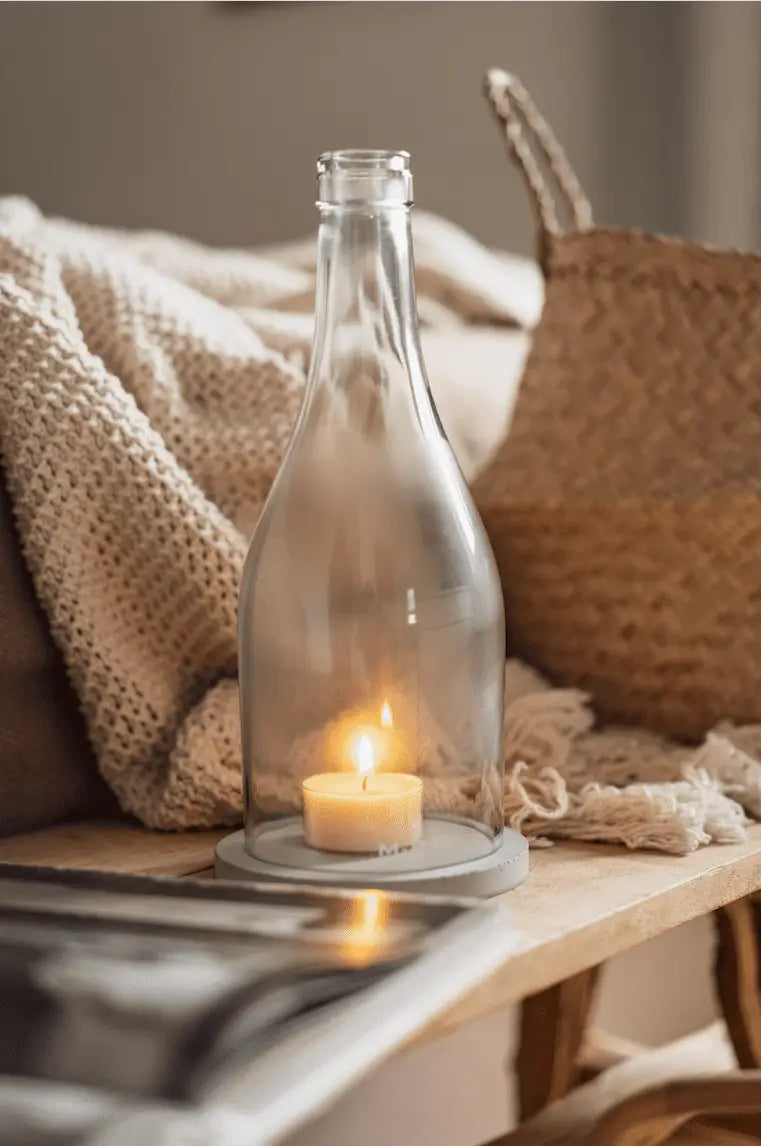 Windlicht  -  Klassik - puristisch aus der Big Bottle Weinbrand
