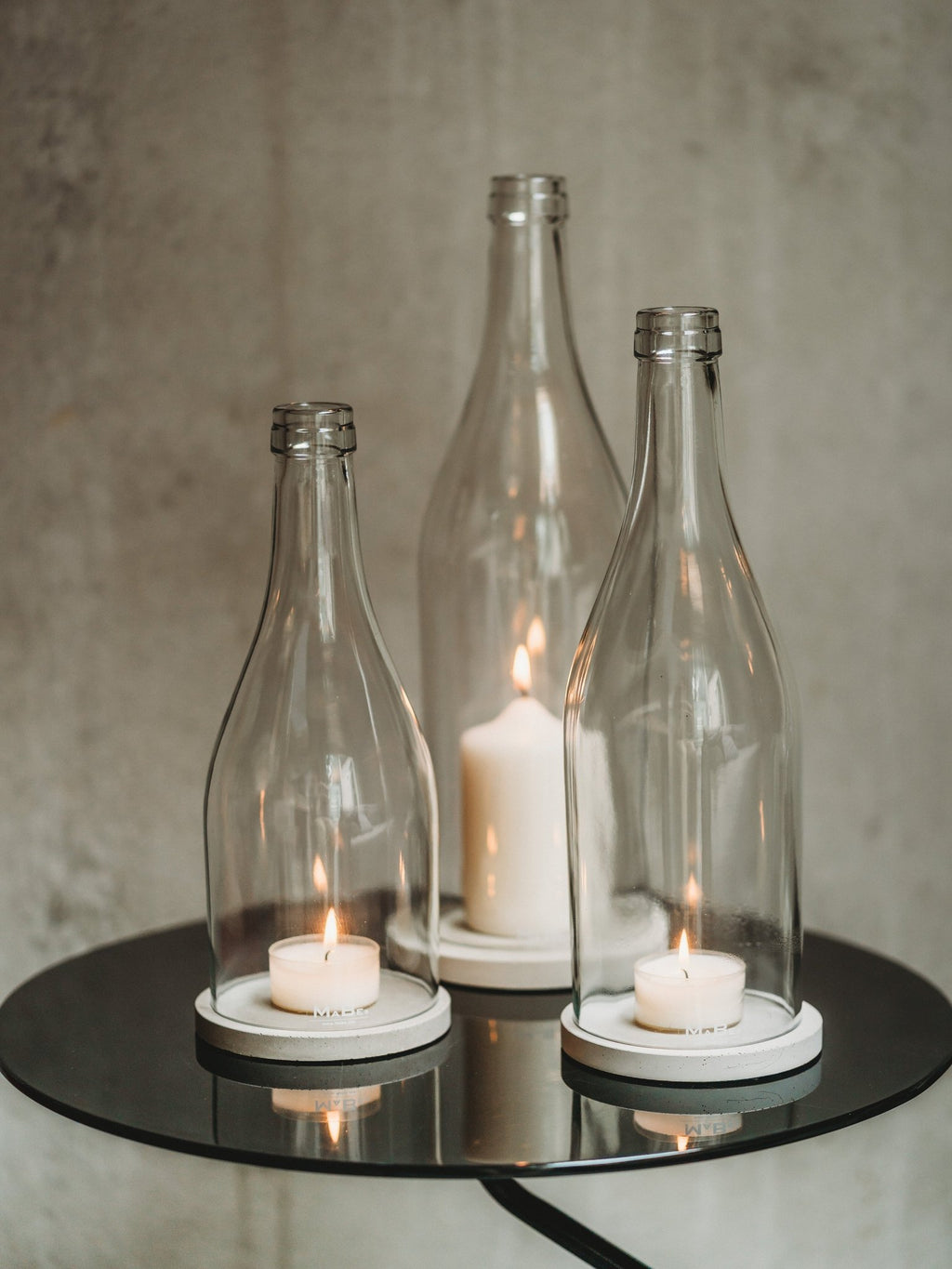 Windlicht  -  Klassik - puristisch aus der Big Bottle Weinbrand