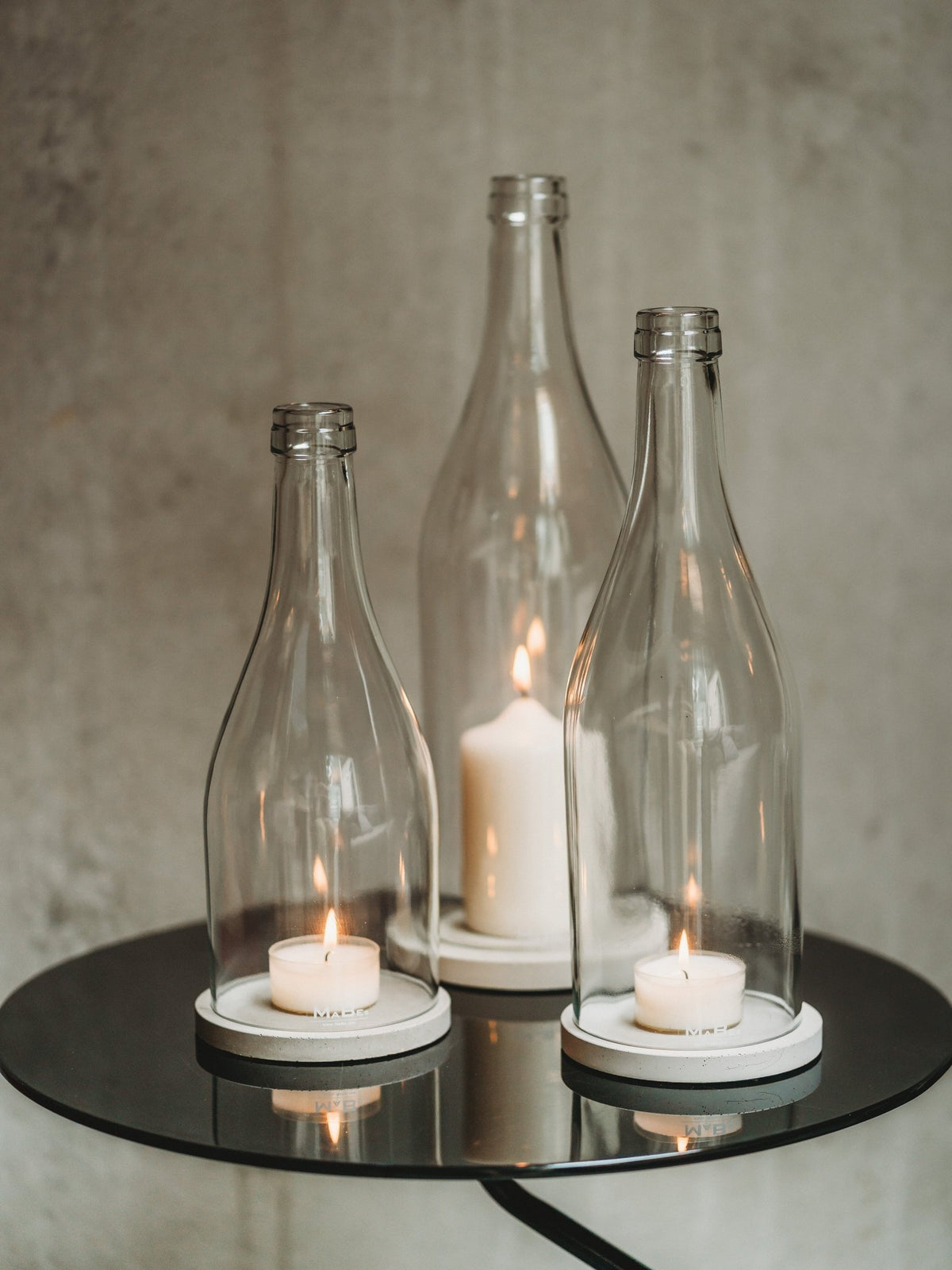Windlicht  -  Klassik - puristisch aus der Big Bottle Weinbrand
