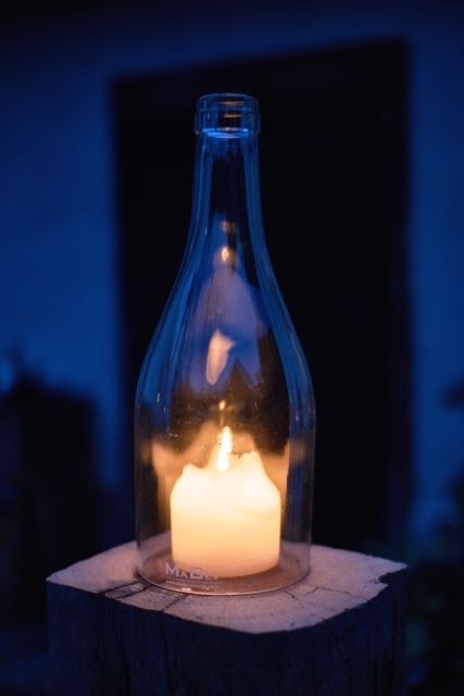 Windlicht  -  Klassik - puristisch aus der Big Bottle Weinbrand