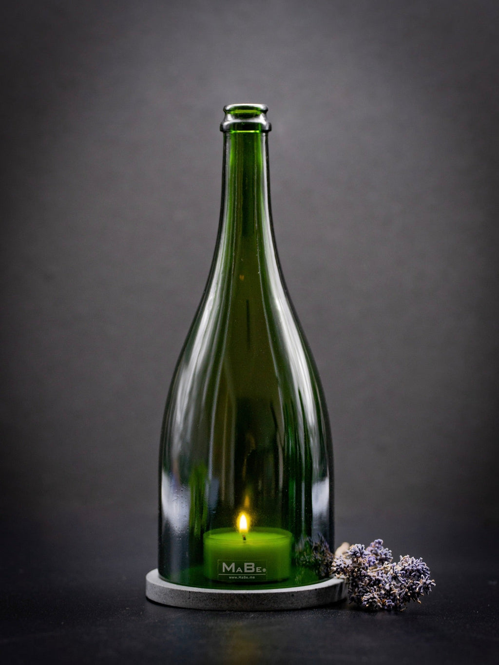 Windlicht 1,5 l Magnum grün | schwarzer Untersetzer - MaBe®