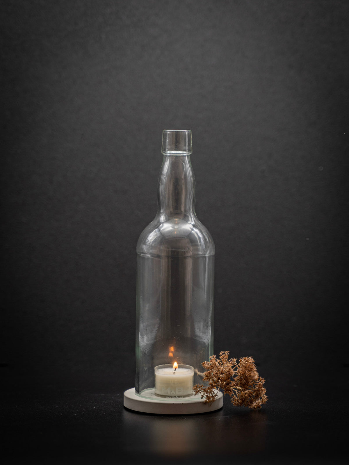 Windlicht Whisky transparent | grauer Untersetzer - MaBe®