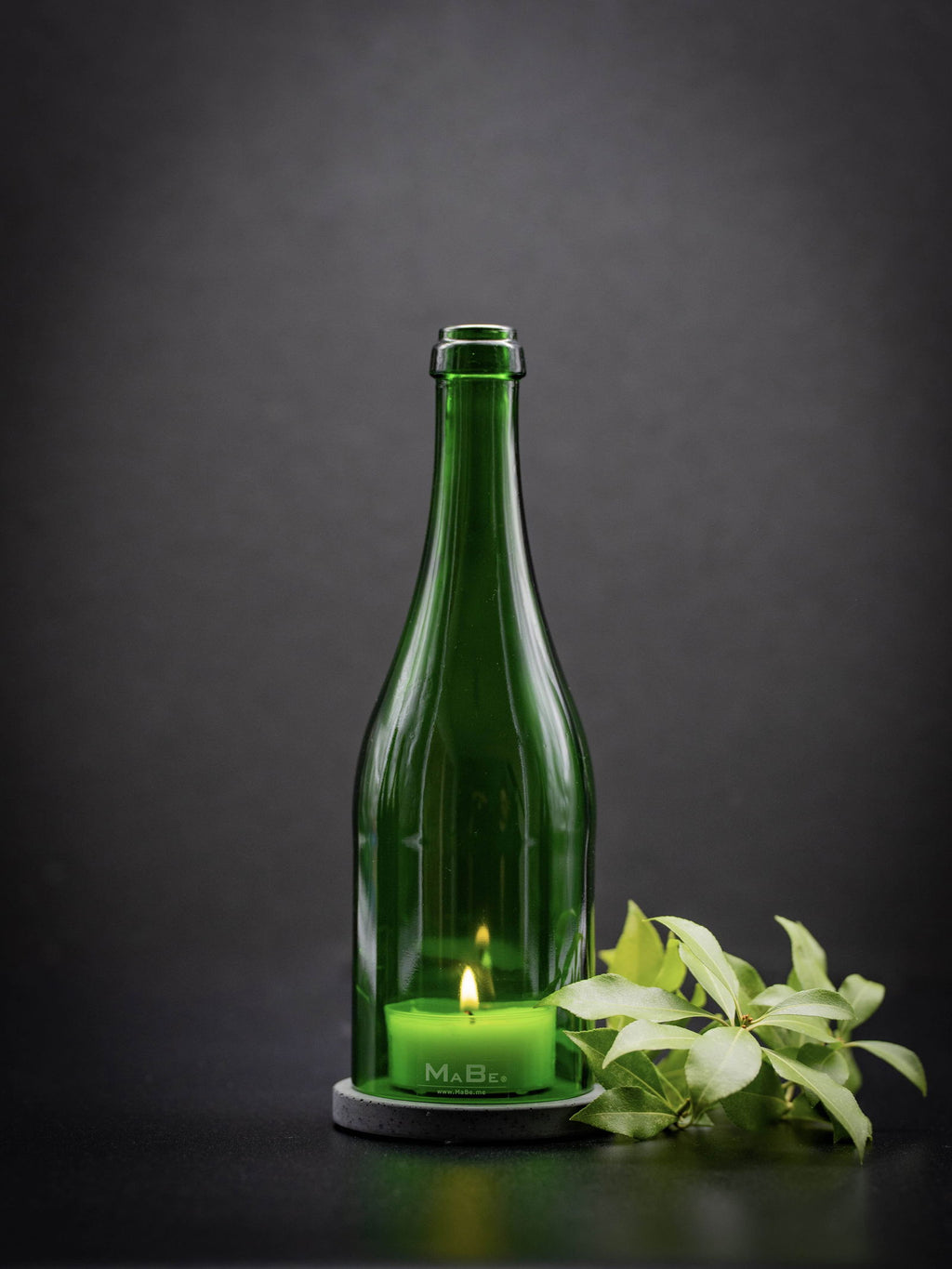 Windlicht Sekt Flasche in grün - MaBe®