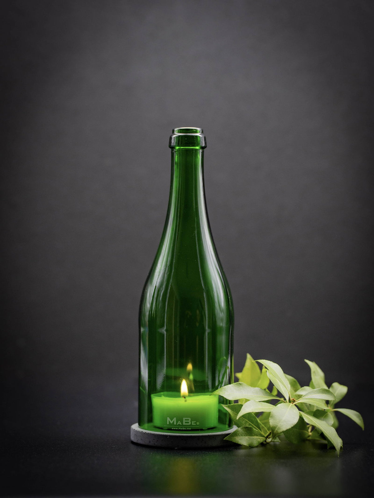 Windlicht Sekt Flasche in grün - MaBe®