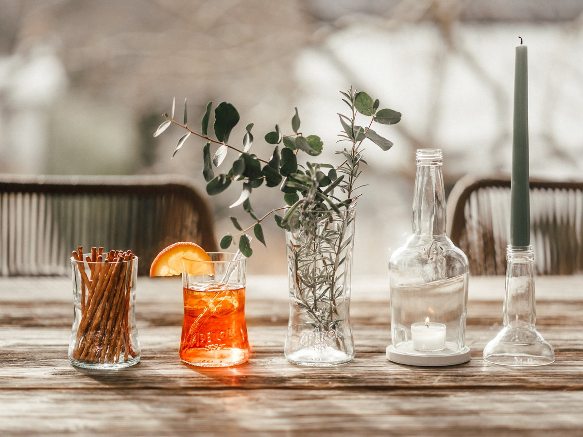 Windlicht - für innen & außen - zum Verschenken für DICH - Upcycling aus der Aperolflasche