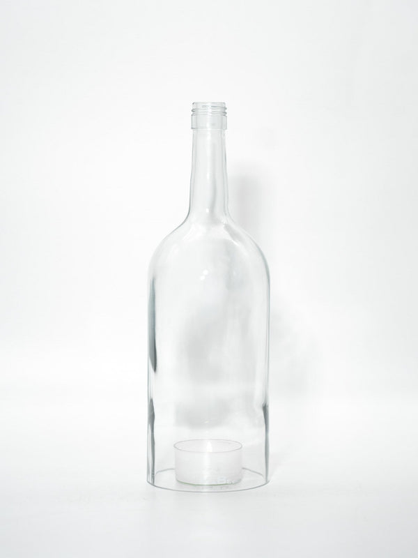 Windlicht 1,5 l Bordeaux Flasche in transparent - MaBe®
