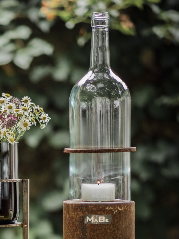 Windlicht 1,5 l Bordeaux Flasche in transparent - MaBe®